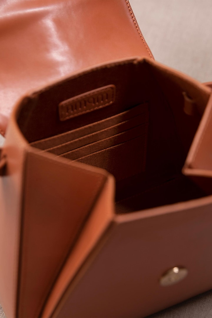 Tan Structured Shoulder Bag by AMPM Accessories at Pernia's Pop Up Shop