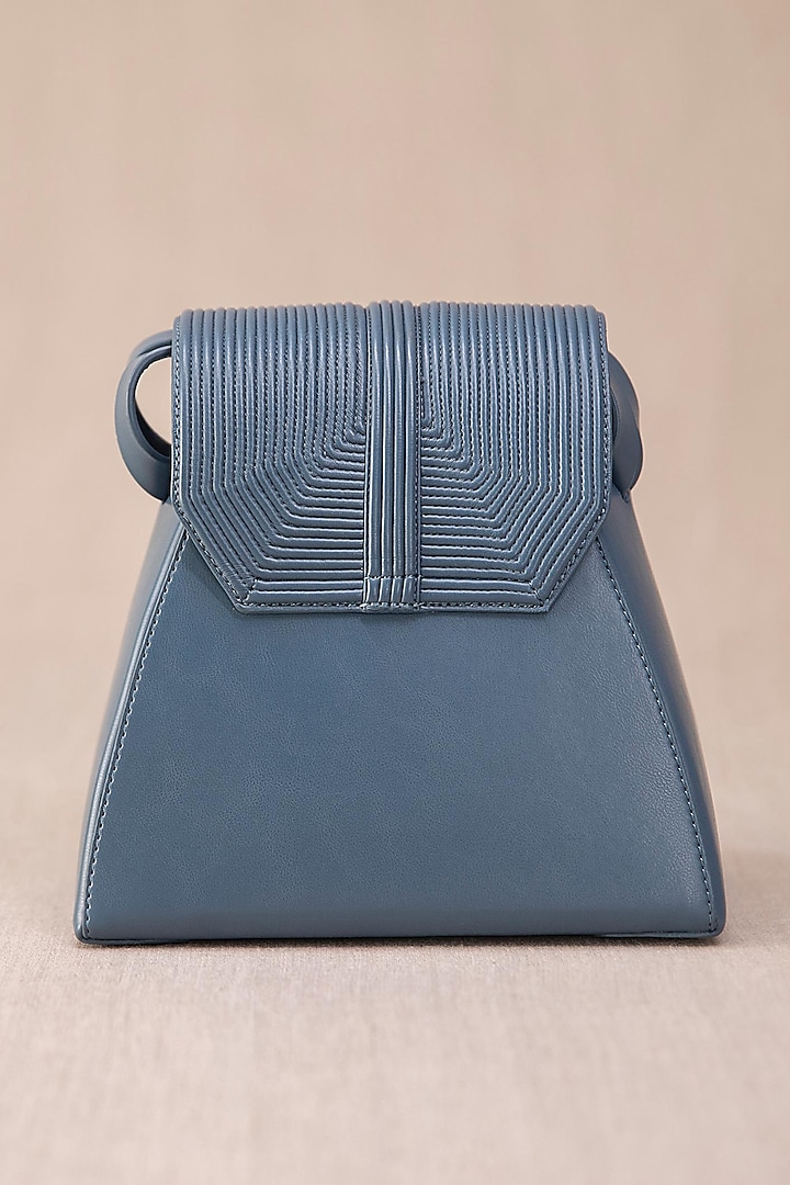 Blue Structured Shoulder Bag by AMPM Accessories
