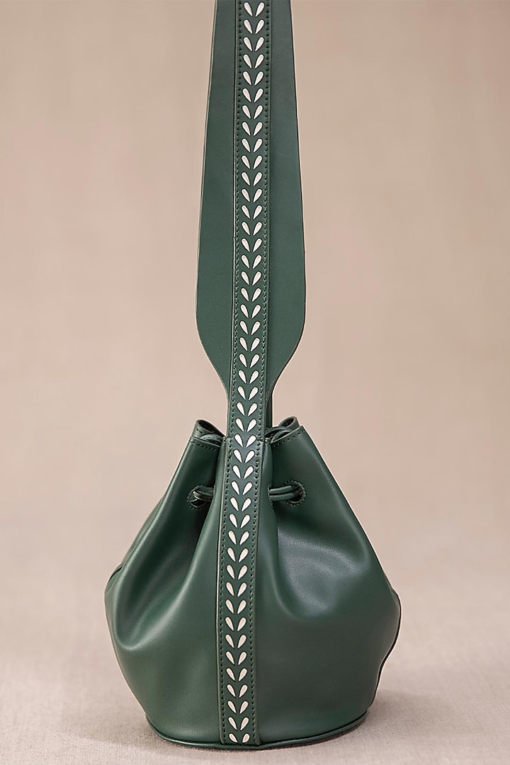 Forest Green Cross-Body Bucket Bag by AMPM Accessories