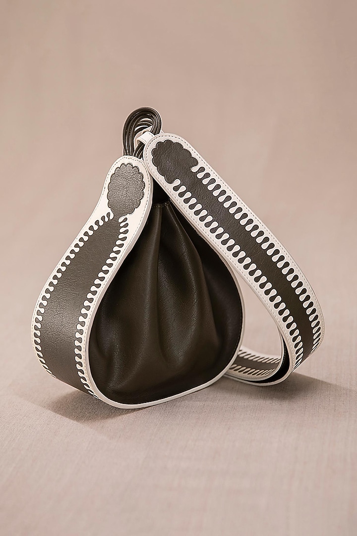 Olive & Ivory Faux Leather CrossBody Bucket Bag Design by AMPM