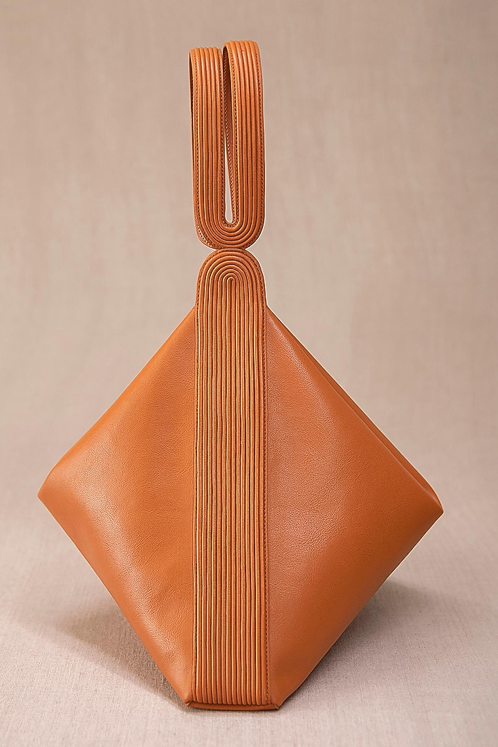 Tan Faux Leather Tote Bag by AMPM Accessories at Pernia's Pop Up Shop