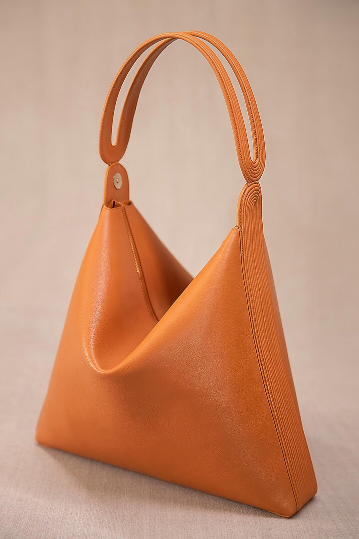 Tan Faux Leather Tote Bag by AMPM Accessories at Pernia's Pop Up Shop