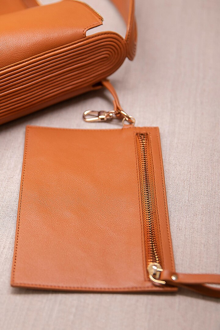 Tan Faux Leather Tote Bag by AMPM Accessories at Pernia's Pop Up Shop