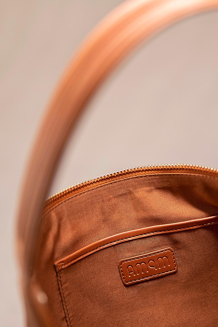 Tan Faux Leather Tote Bag by AMPM Accessories at Pernia's Pop Up Shop
