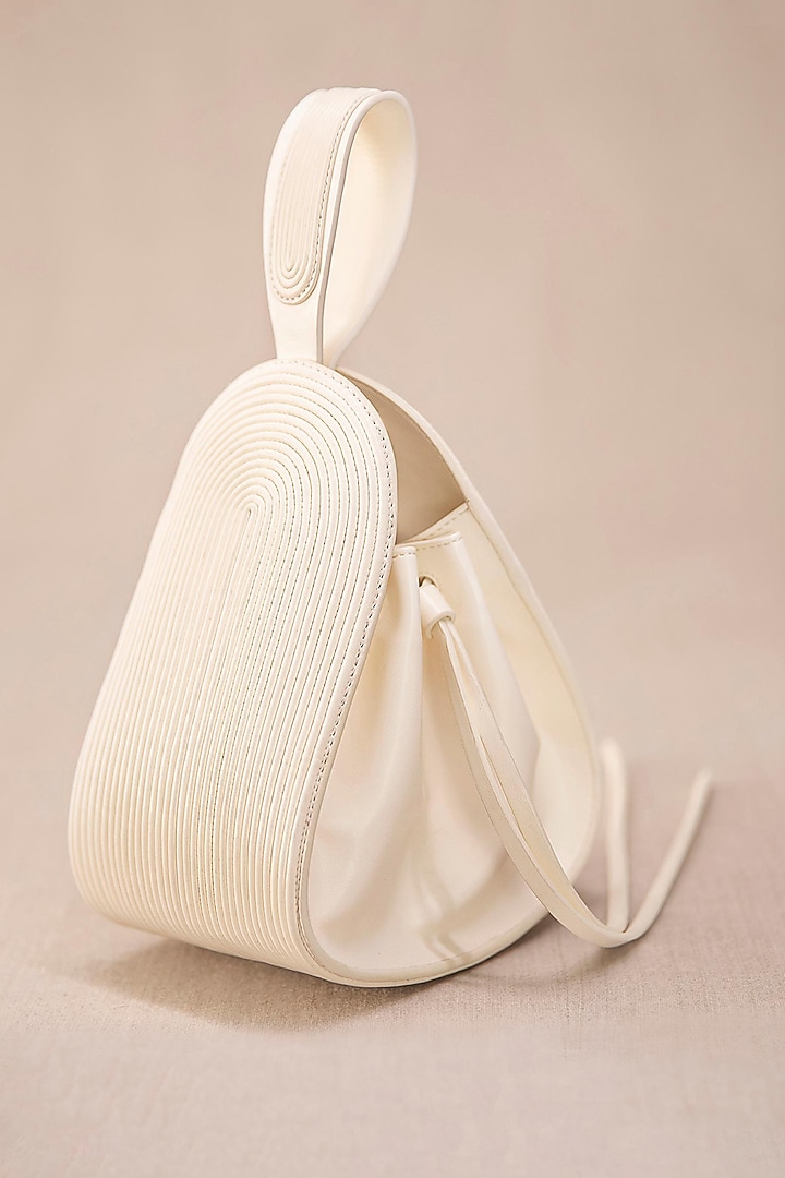 Ivory Faux Leather Tote Bag by AMPM Accessories at Pernia's Pop Up Shop