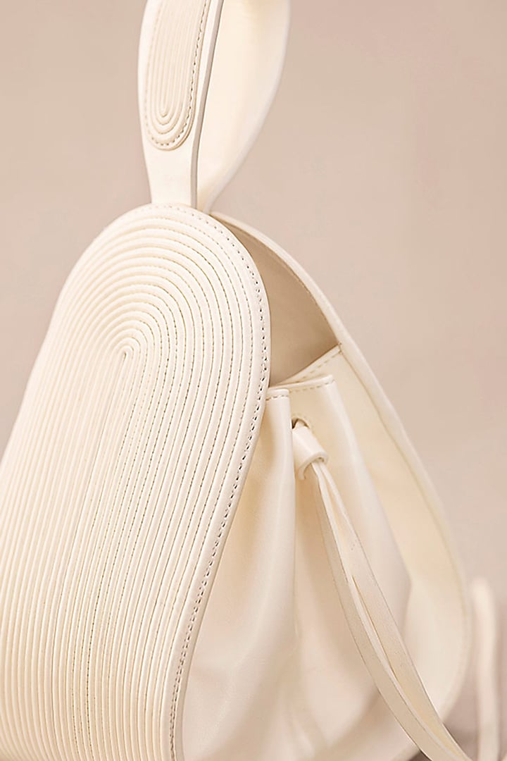 Ivory Faux Leather Tote Bag by AMPM Accessories at Pernia's Pop Up Shop