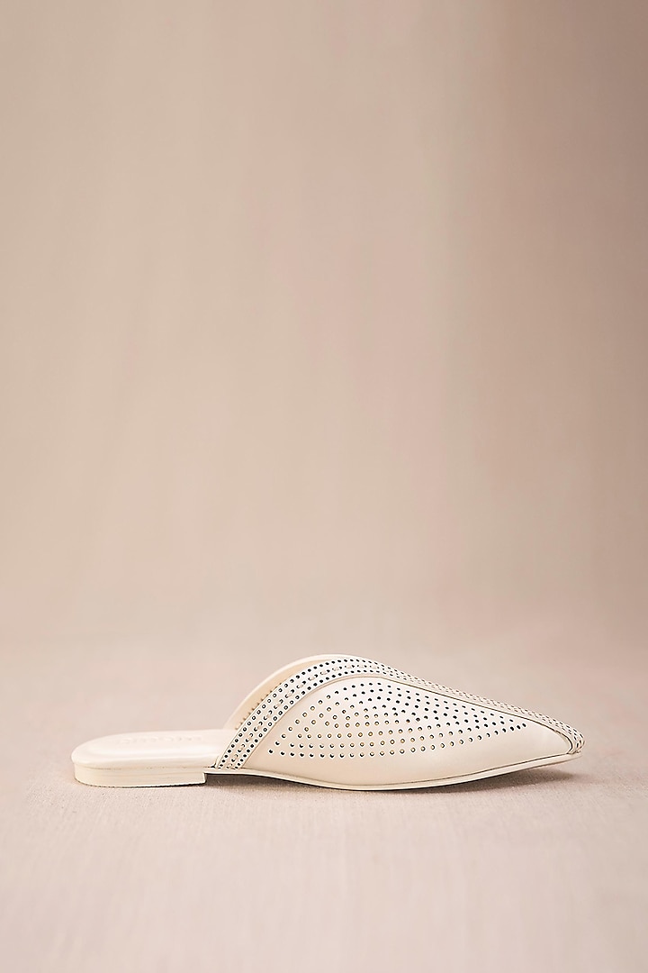 Ivory Faux Leather Mules by AMPM Accessories