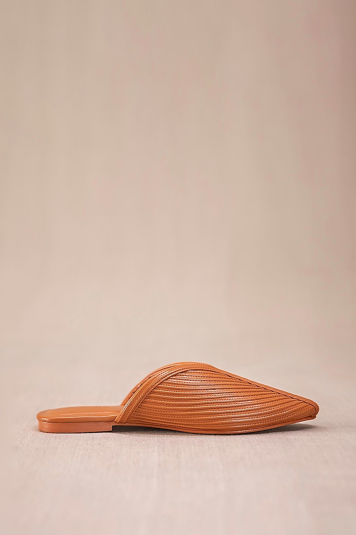 Tan Faux Leather & PU Mules by AMPM Accessories
