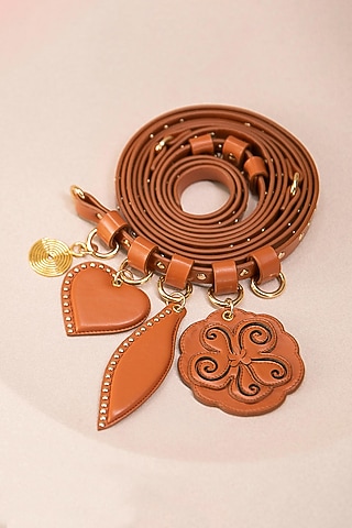 Tan Faux Leather Wrapped Belt by AMPM Accessories