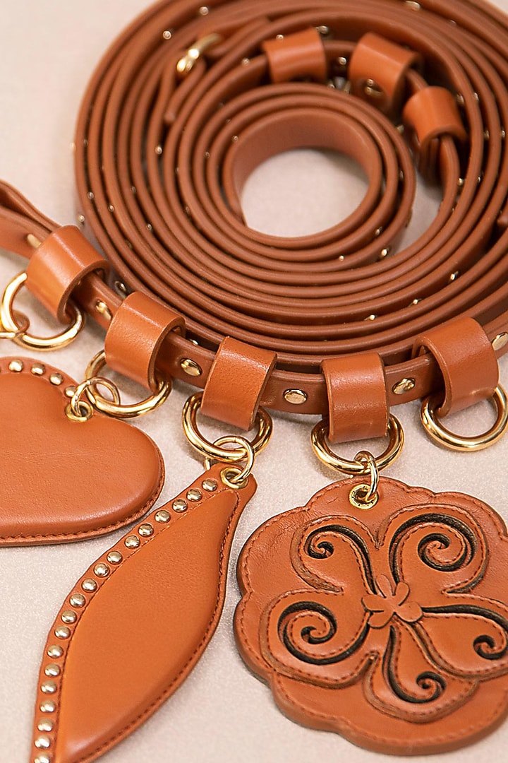 Tan Faux Leather Wrapped Belt by AMPM Accessories at Pernia's Pop Up Shop