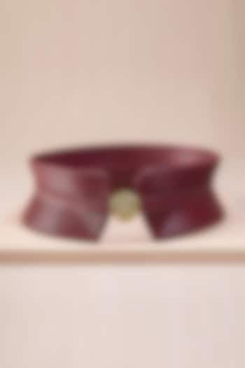 Burgundy Embroidered Corset Belt by AMPM Accessories at Pernia's Pop Up Shop