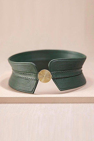 Forest Green Embroidered Corset Belt by AMPM Accessories