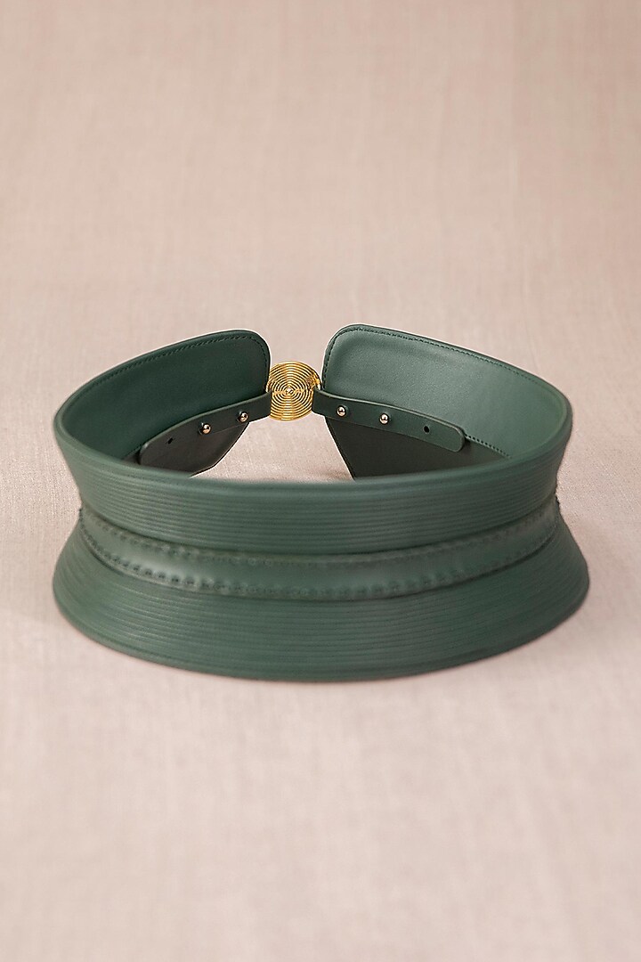 Forest Green Embroidered Corset Belt by AMPM Accessories at Pernia's Pop Up Shop