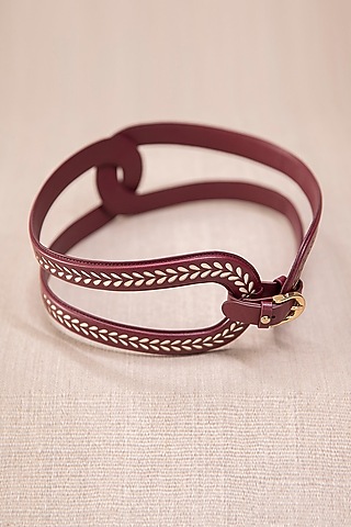 Burgundy Hollow Corset Belt by AMPM Accessories