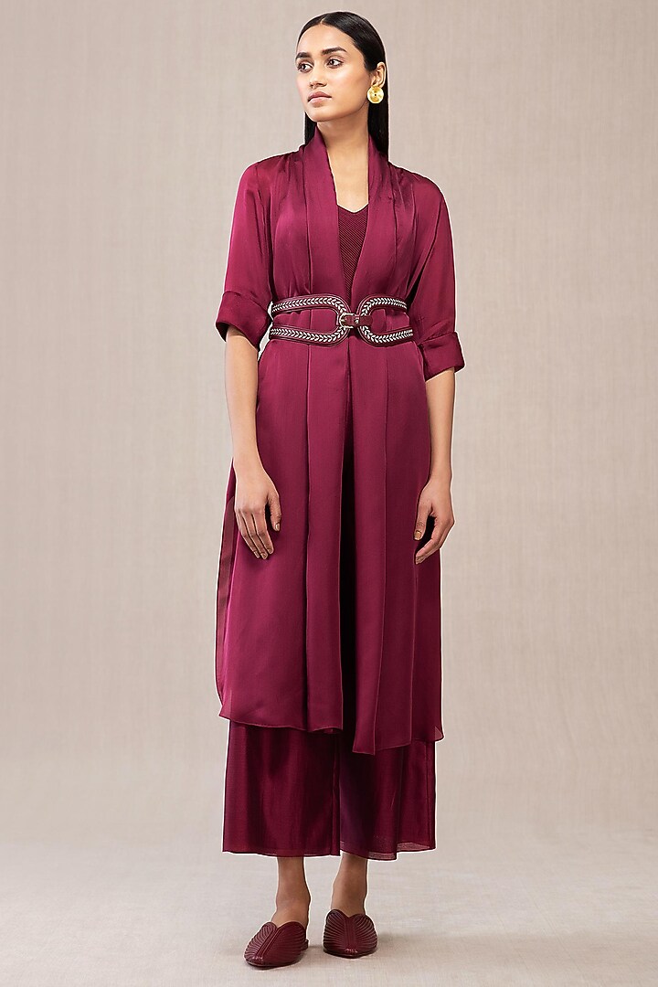 Burgundy Hollow Corset Belt by AMPM Accessories at Pernia's Pop Up Shop