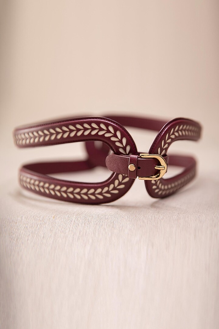 Burgundy Hollow Corset Belt by AMPM Accessories at Pernia's Pop Up Shop