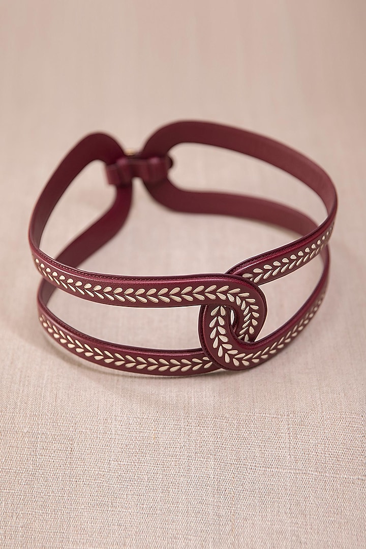 Burgundy Hollow Corset Belt by AMPM Accessories at Pernia's Pop Up Shop