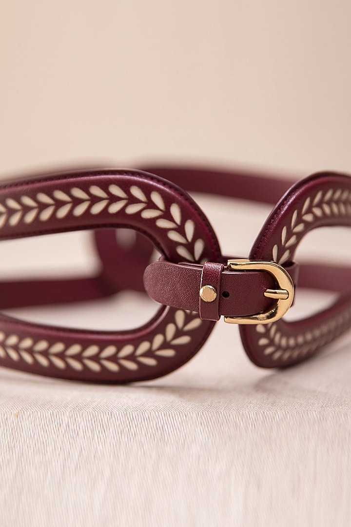 Burgundy Hollow Corset Belt by AMPM Accessories at Pernia's Pop Up Shop