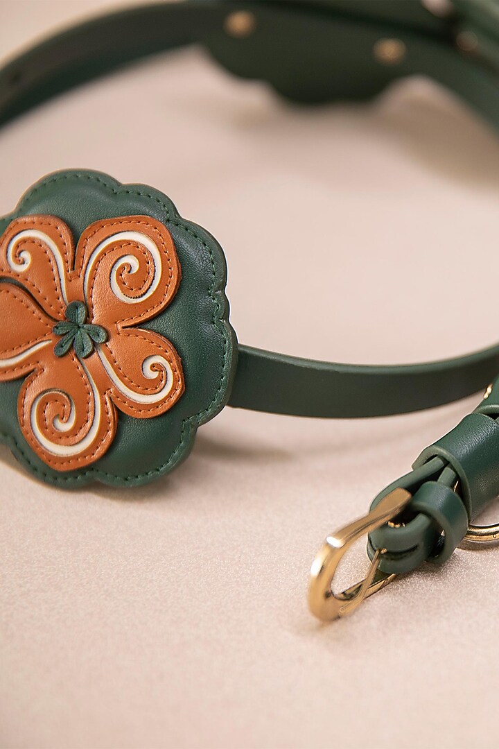 Forest Green Faux Leather Slim Belt by AMPM Accessories at Pernia's Pop Up Shop