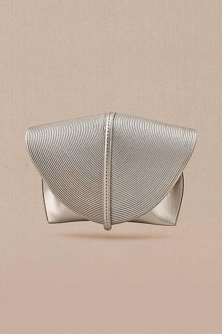 Silver Faux Leather Clutch by AMPM Accessories at Pernia's Pop Up Shop