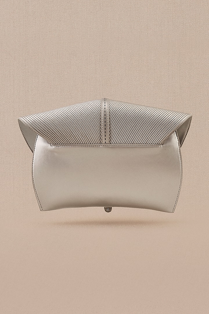Silver Faux Leather Clutch by AMPM Accessories at Pernia's Pop Up Shop