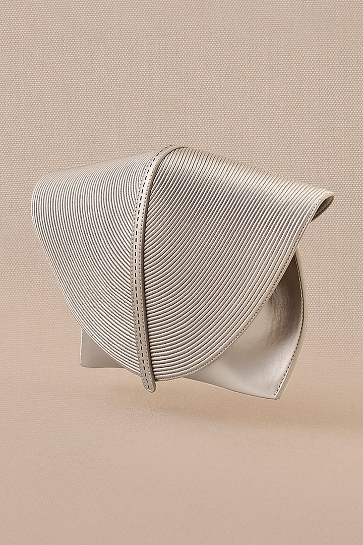 Silver Faux Leather Clutch by AMPM Accessories at Pernia's Pop Up Shop