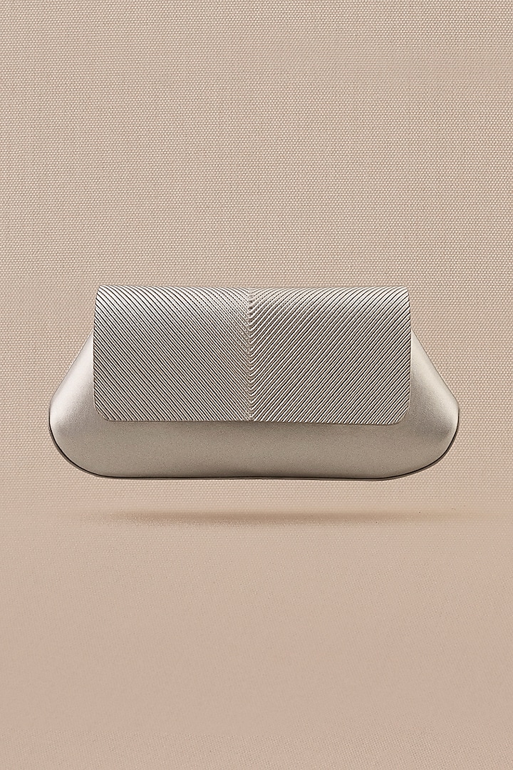 Silver Faux Leather Clutch by AMPM Accessories at Pernia's Pop Up Shop
