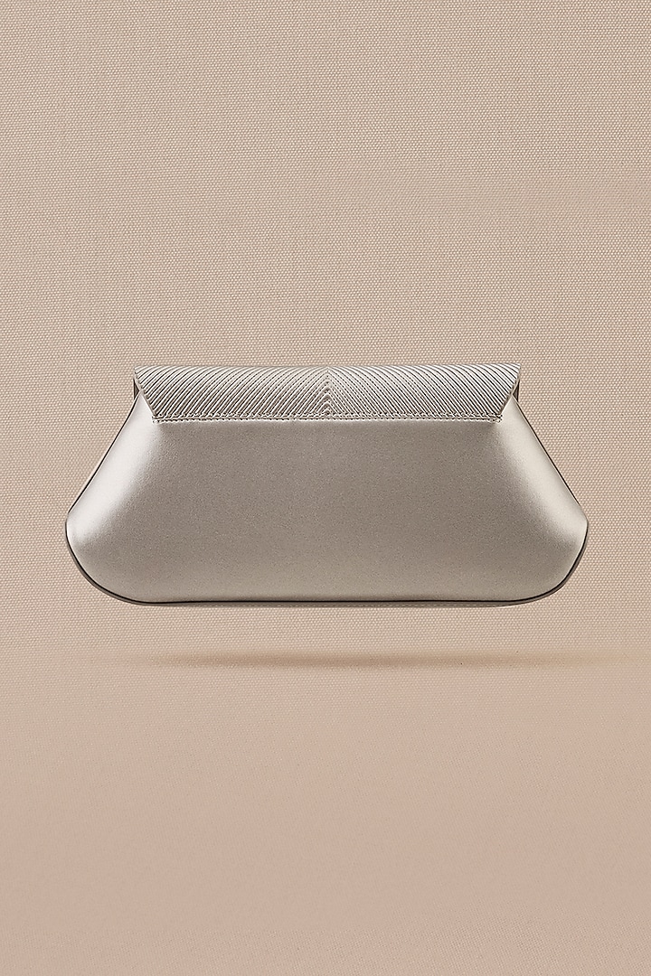 Silver Faux Leather Clutch by AMPM Accessories at Pernia's Pop Up Shop