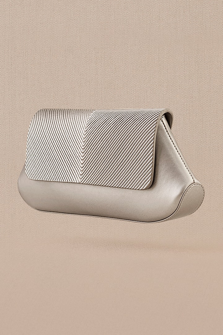 Silver Faux Leather Clutch by AMPM Accessories at Pernia's Pop Up Shop