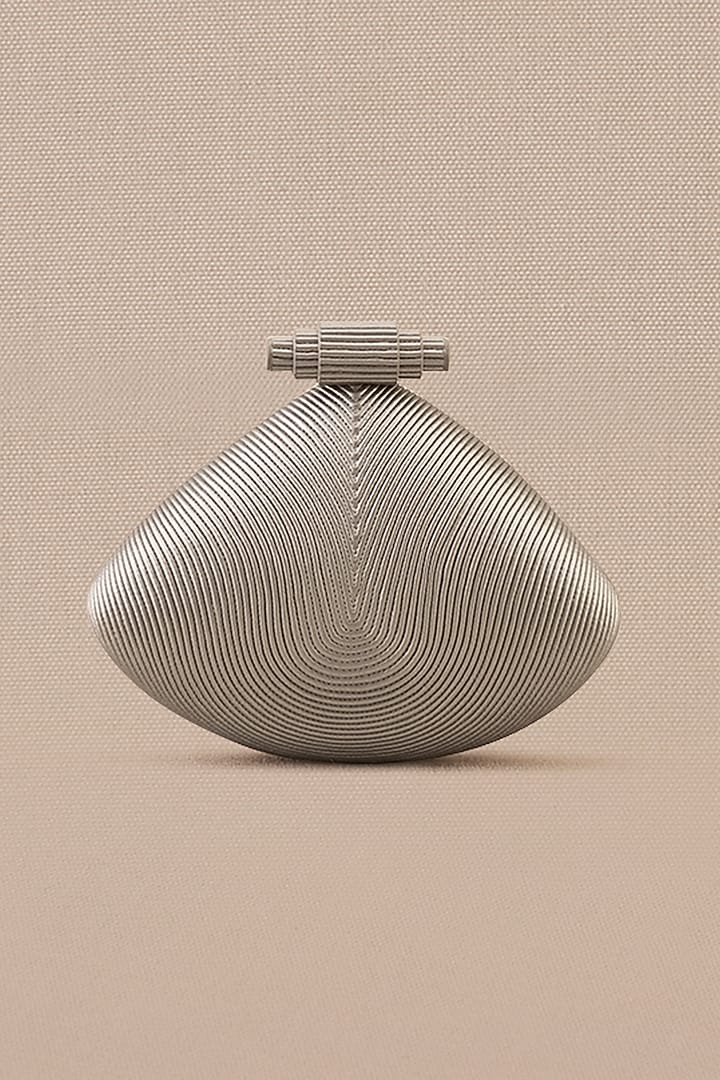 Silver Faux Leather Metallic Clutch by AMPM Accessories at Pernia's Pop Up Shop