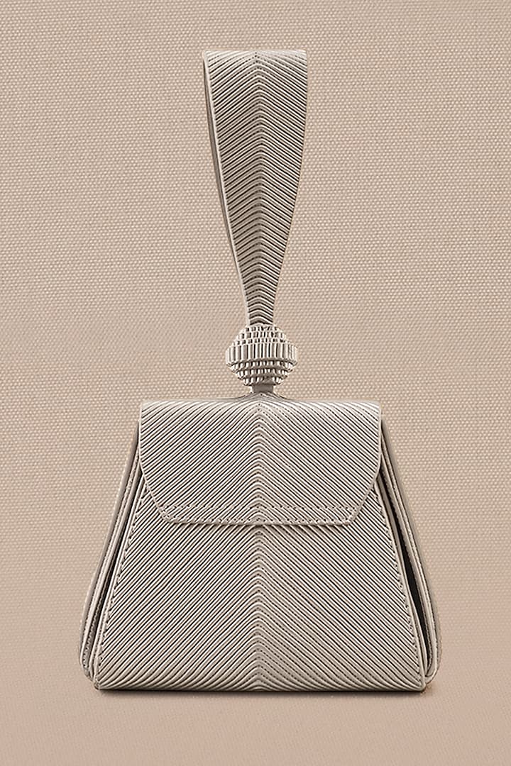 Silver Faux Leather Wristlet Bag by AMPM Accessories at Pernia's Pop Up Shop