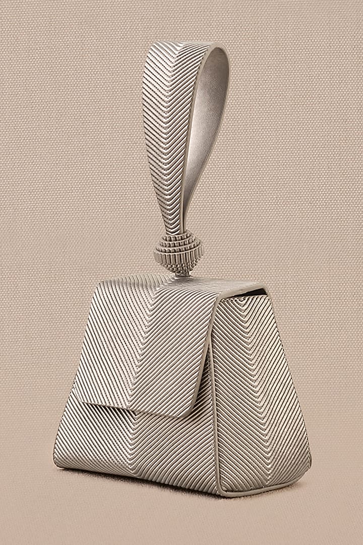 Silver Faux Leather Wristlet Bag by AMPM Accessories at Pernia's Pop Up Shop