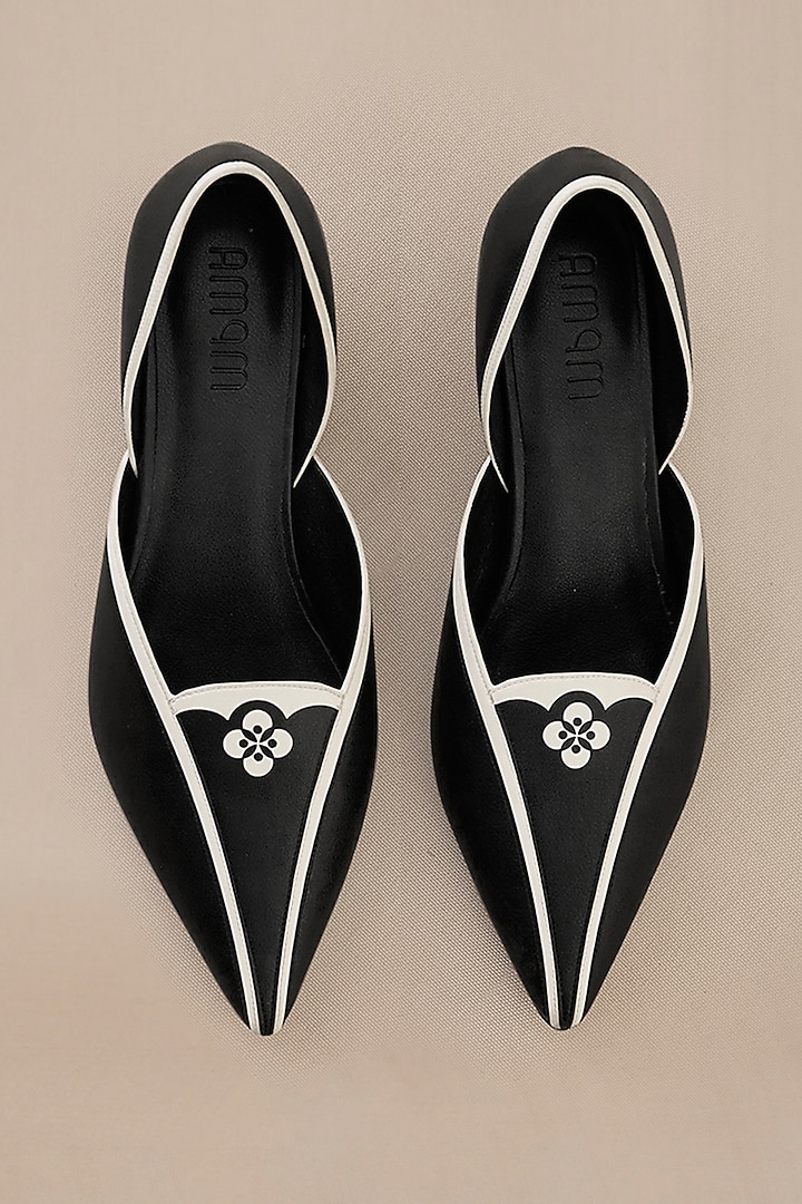 Black & White Faux Leather Heels by AMPM Accessories at Pernia's Pop Up Shop