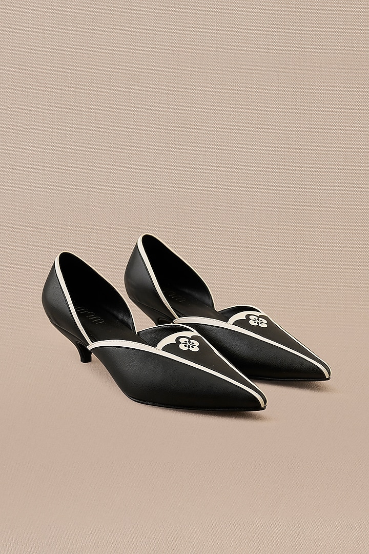 Black & White Faux Leather Heels by AMPM Accessories at Pernia's Pop Up Shop