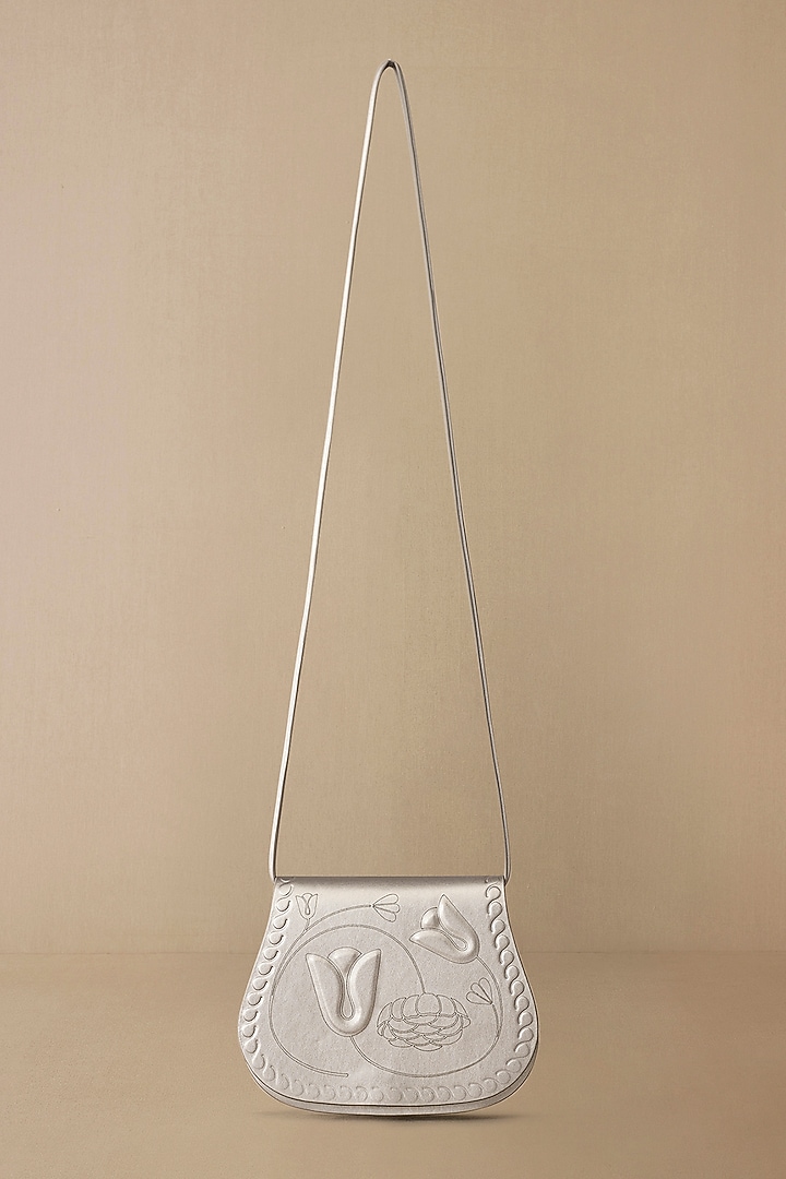 Silver Faux Leather Bag by AMPM Accessories at Pernia's Pop Up Shop