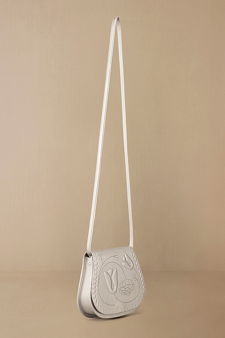 Silver Faux Leather Bag by AMPM Accessories at Pernia's Pop Up Shop