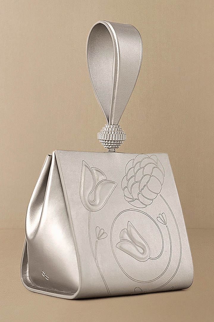 Silver Faux Leather Wristlet Bag by AMPM Accessories at Pernia's Pop Up Shop