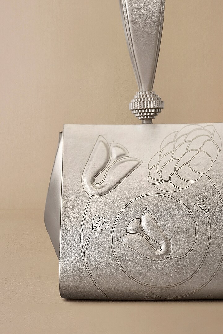 Silver Faux Leather Wristlet Bag by AMPM Accessories at Pernia's Pop Up Shop