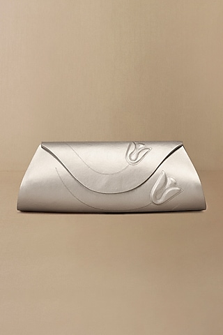 Silver Faux Leather Clutch by AMPM Accessories