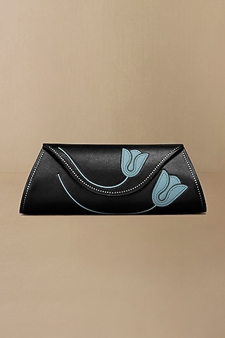 Black Faux Leather Clutch by AMPM Accessories