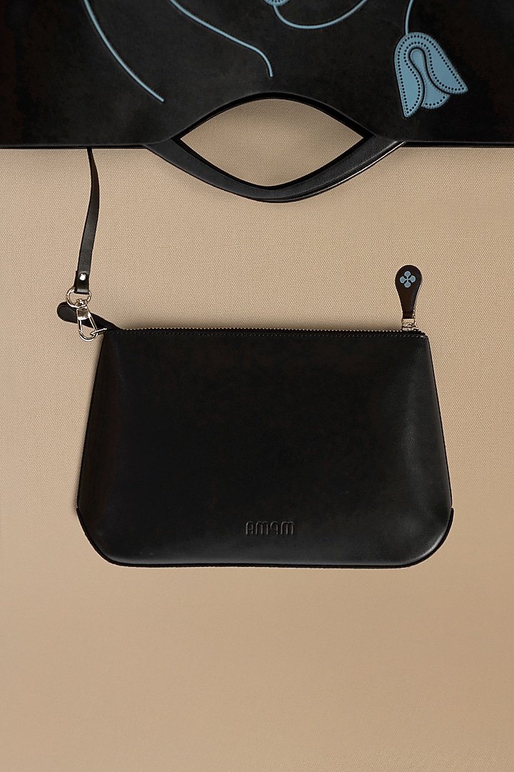Black Faux Leather Pouch by AMPM Accessories at Pernia's Pop Up Shop