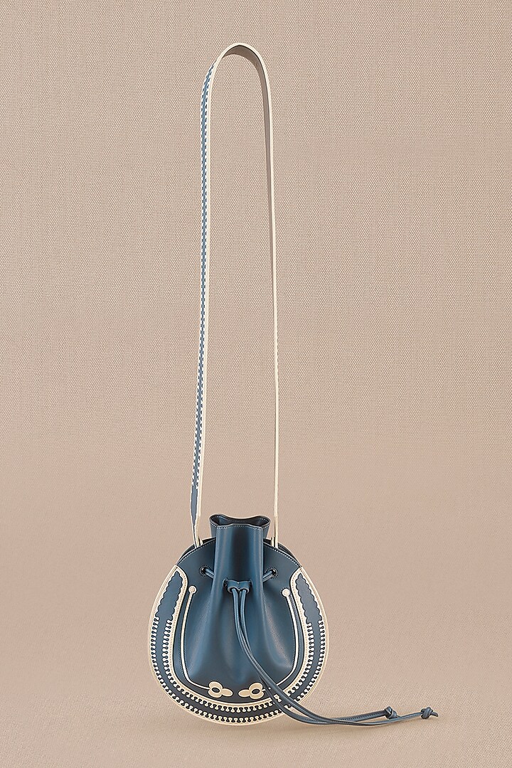 Teal Blue Faux Leather Cross-Body Bucket Bag by AMPM Accessories at Pernia's Pop Up Shop