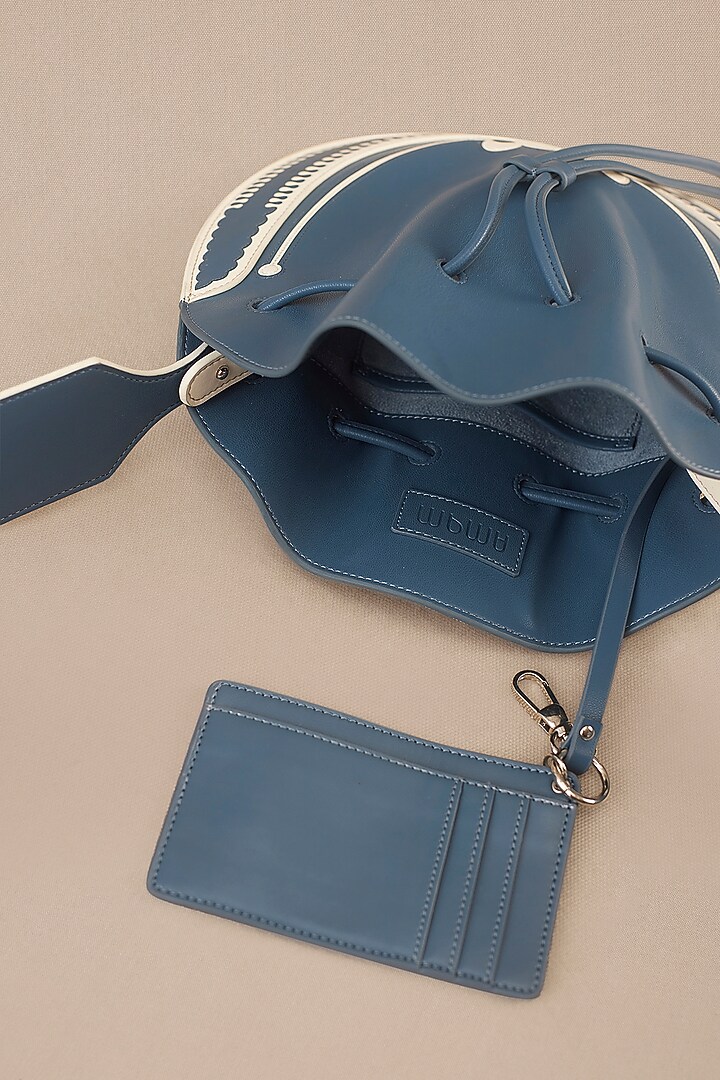 Teal Blue Faux Leather Cross-Body Bucket Bag by AMPM Accessories at Pernia's Pop Up Shop