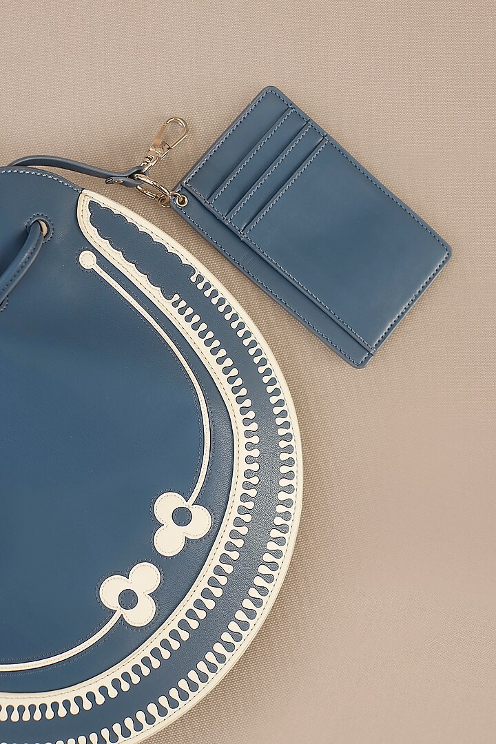 Teal Blue Faux Leather Cross-Body Bucket Bag by AMPM Accessories at Pernia's Pop Up Shop