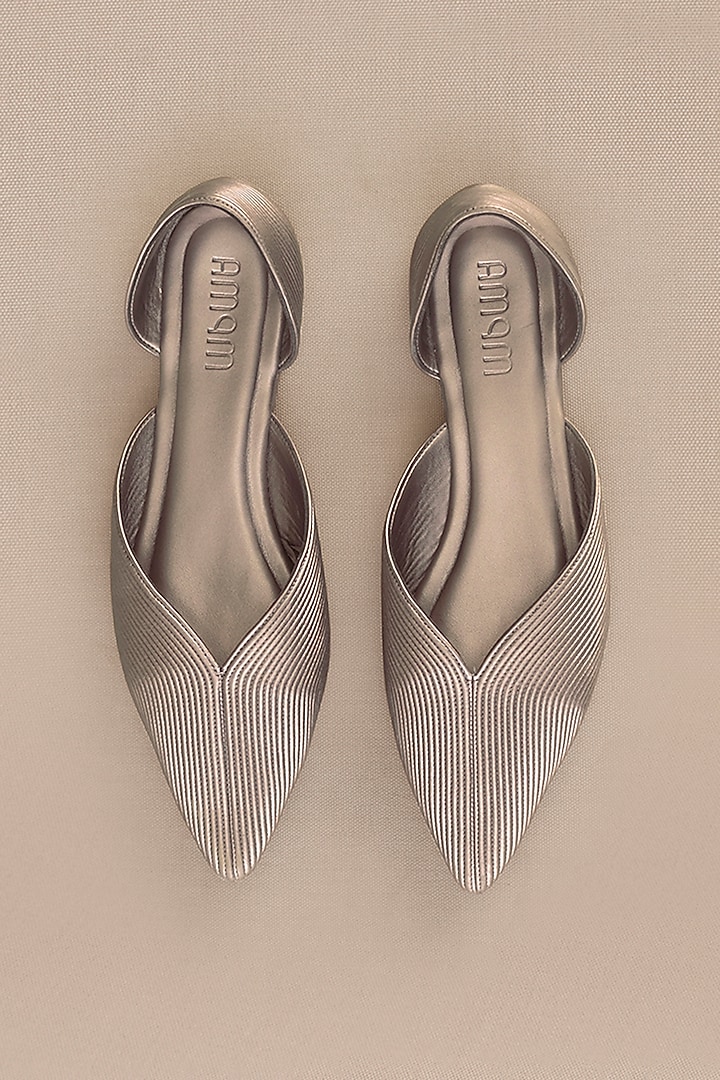 Metallic Faux Leather Cord Embroidered Point-Toe Flats by AMPM Accessories at Pernia's Pop Up Shop