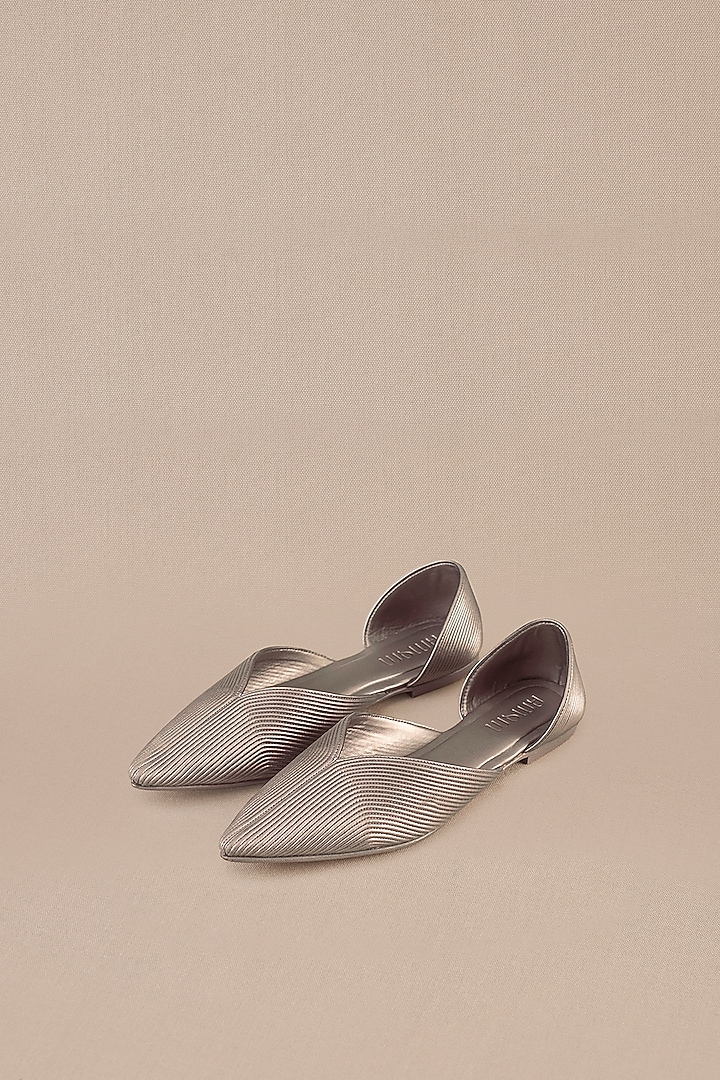 Metallic Faux Leather Cord Embroidered Point-Toe Flats by AMPM Accessories at Pernia's Pop Up Shop
