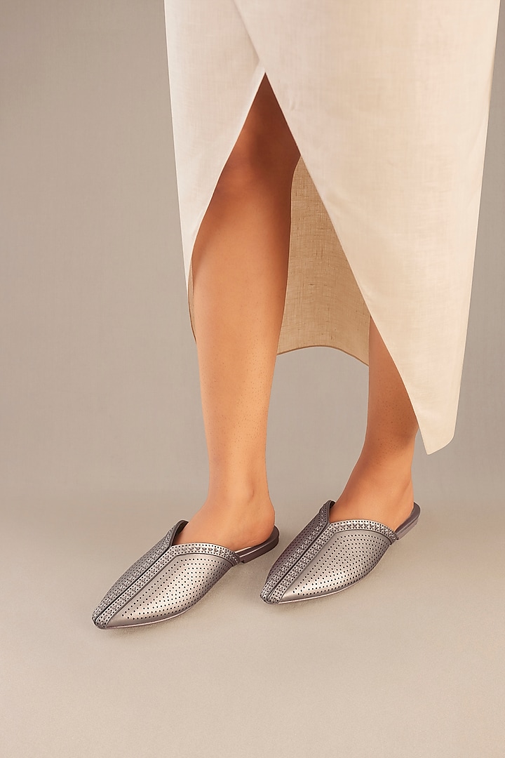 Metallic Faux Leather Mules by AMPM Accessories