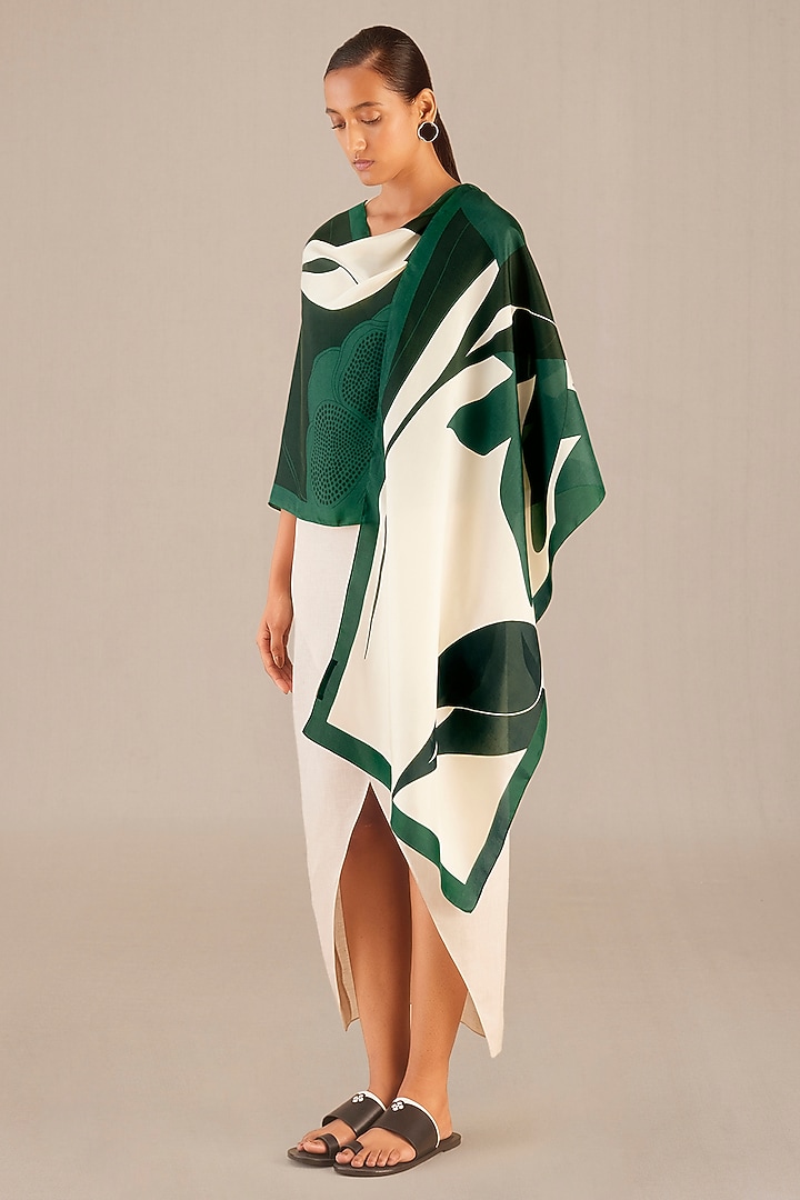 Pine Green Silk Printed Scarf by AMPM Accessories at Pernia's Pop Up Shop
