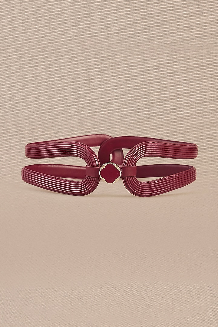 Wine Faux Leather Corded Hollow Belt by AMPM Accessories at Pernia's Pop Up Shop