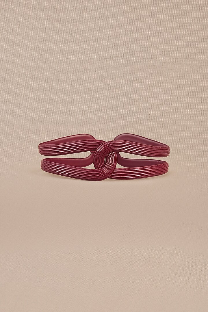 Wine Faux Leather Corded Hollow Belt by AMPM Accessories at Pernia's Pop Up Shop